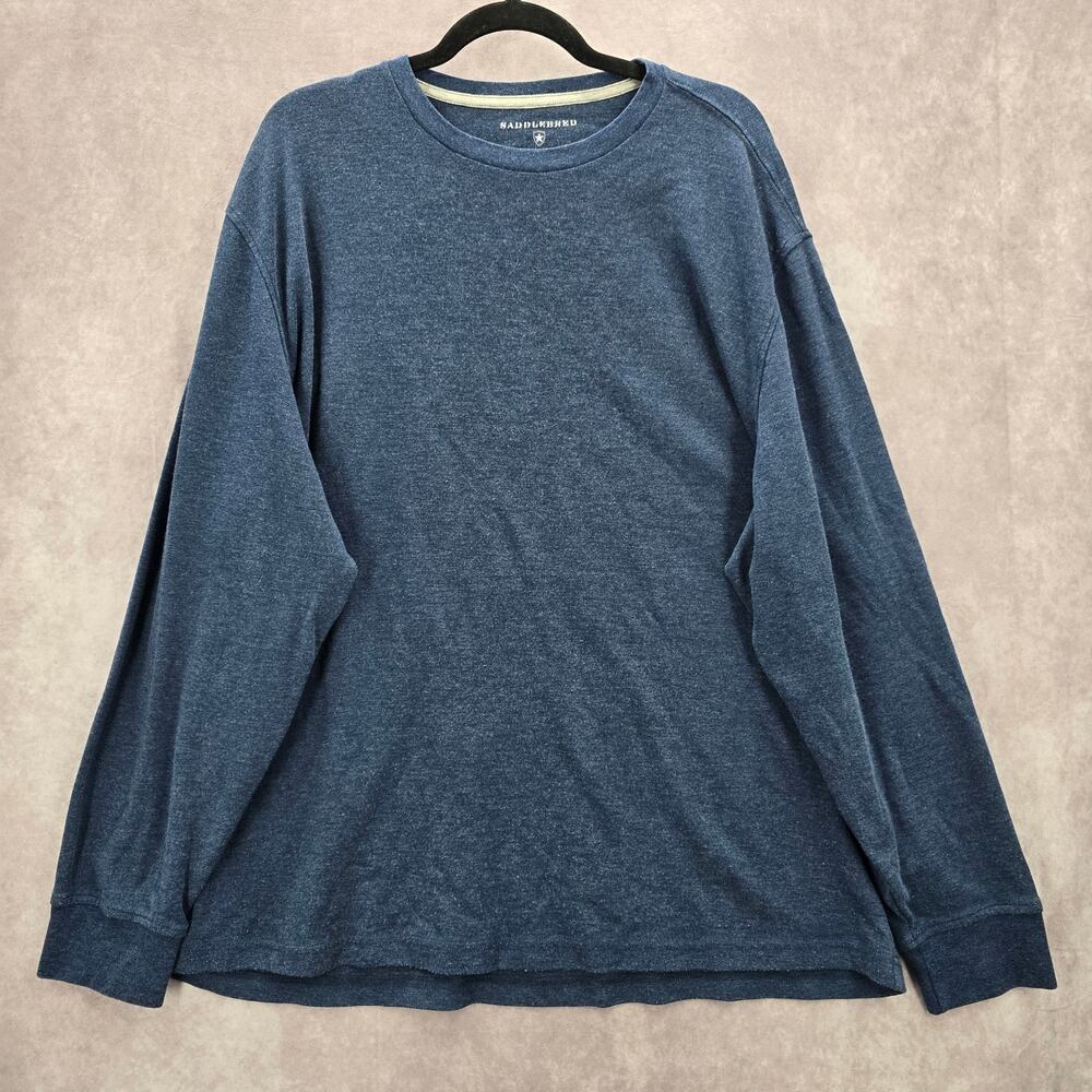 Saddlebred Blue Long Sleeve Pullover Cotton Tshirt Tee Sweater‎ Mens XXL